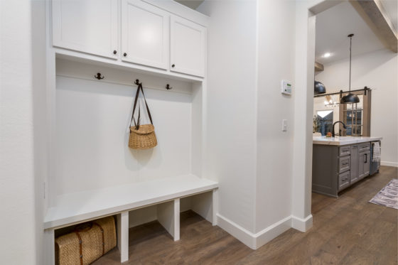 Mudroom lockers in new construction home